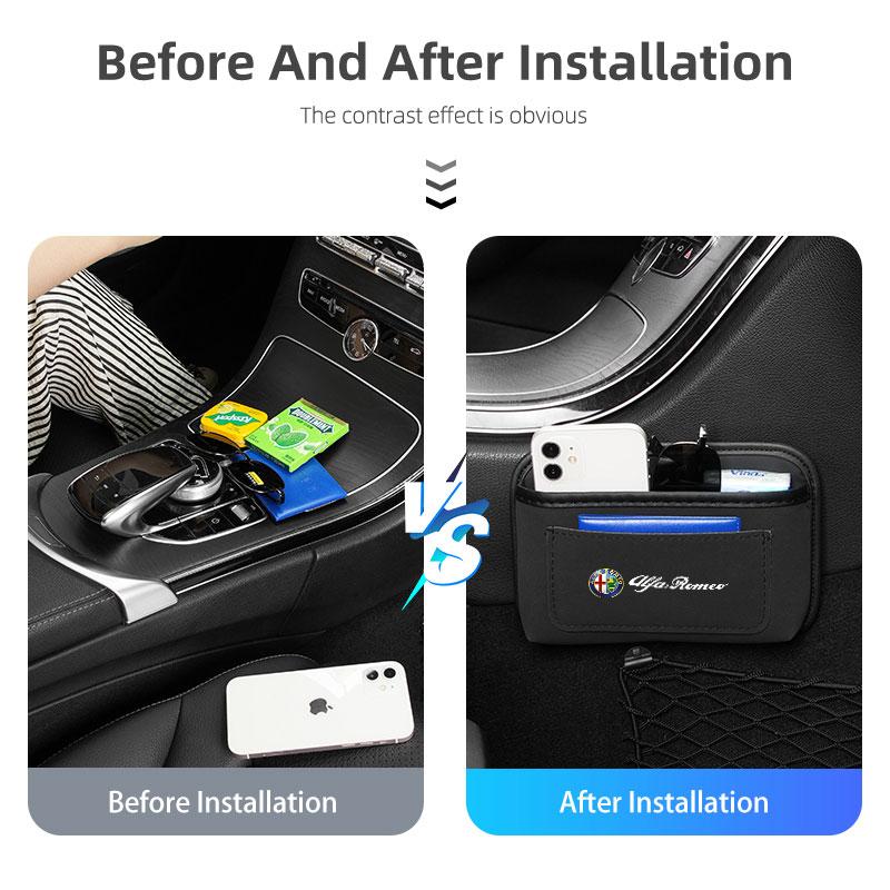 Self Adhesive Car Side Door Storage Pocket Sticky Organizer Bag For Alfa Romeo Giulietta GT 159 147 156 Mito Brera Giulia Spider kjn456
