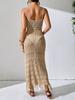 Sexy Hollow Camisole Long Skirt Slim Fit Fringe Beach Skirt Sleeveless Knitted V-neck Camisole Dress
