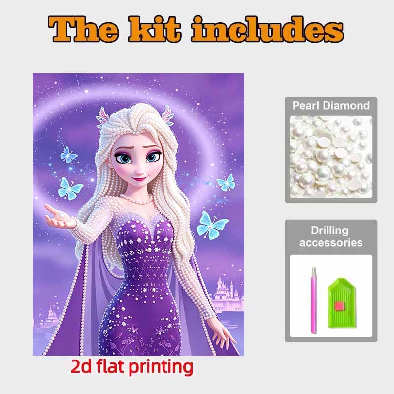 Disney DIY Pearl Art Painting Frozen Anna Purple Pearl Dress Home Wall Decoration Pearl Gemstone Painting Pictures Crafts Home Decoration