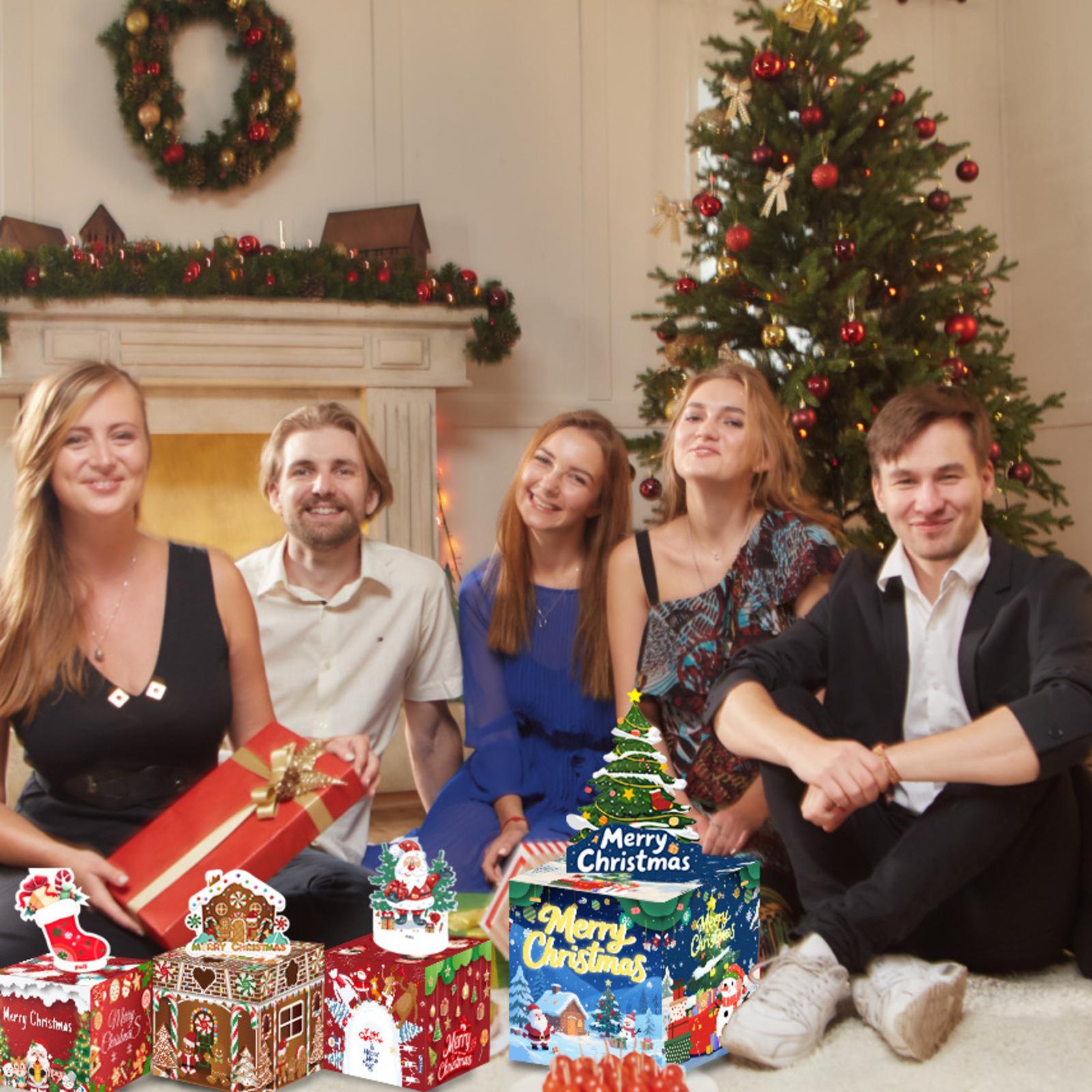 

4 набора рождественских подарков в разных стилях, сюрприз-коробка с деньгами в рождественской тематике для вечеринки One Size