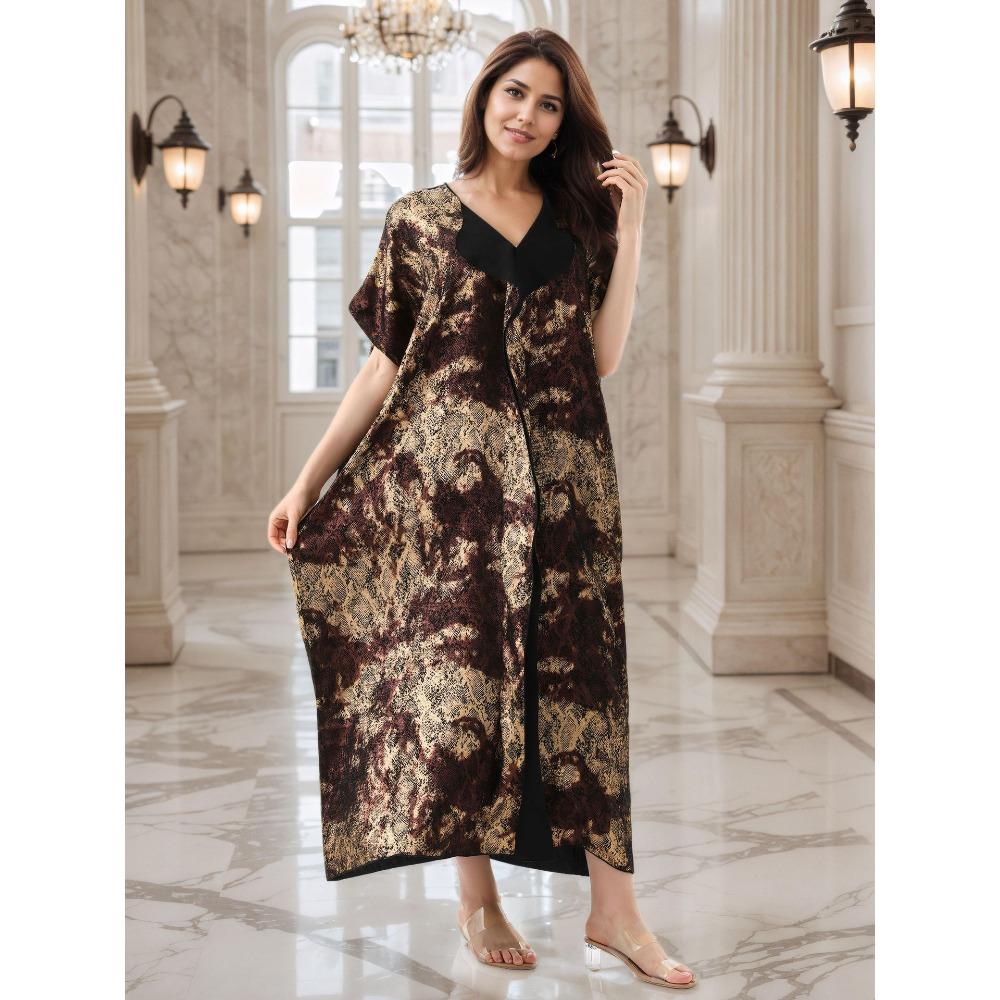 Leopard Print Bronzing Beach Blouse Lapel Turkish Robe High Luxury Dubai Robe Elegant Kaftan