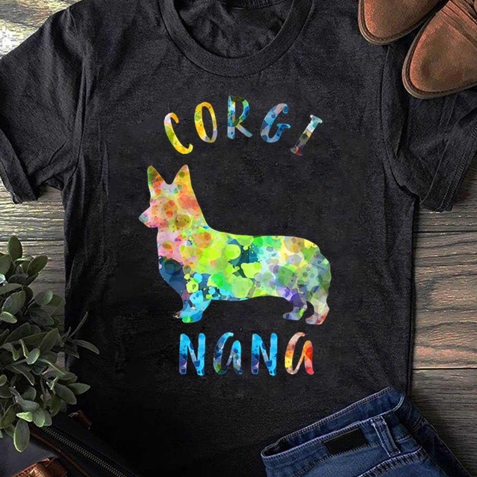 Corgi Nana T-Shirt: Funny Dog Grandma Gift L