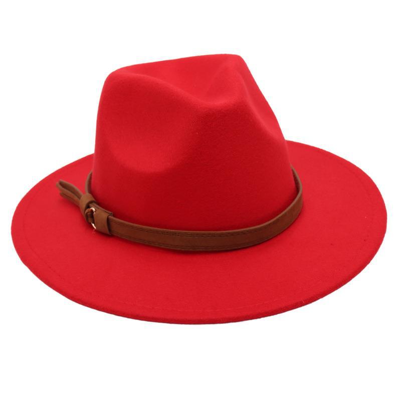 Top Hat Belt Buckle Model Jazz Hat Men'S And Women'S Concave Felt Hat Woolen Hat Fedora Hat