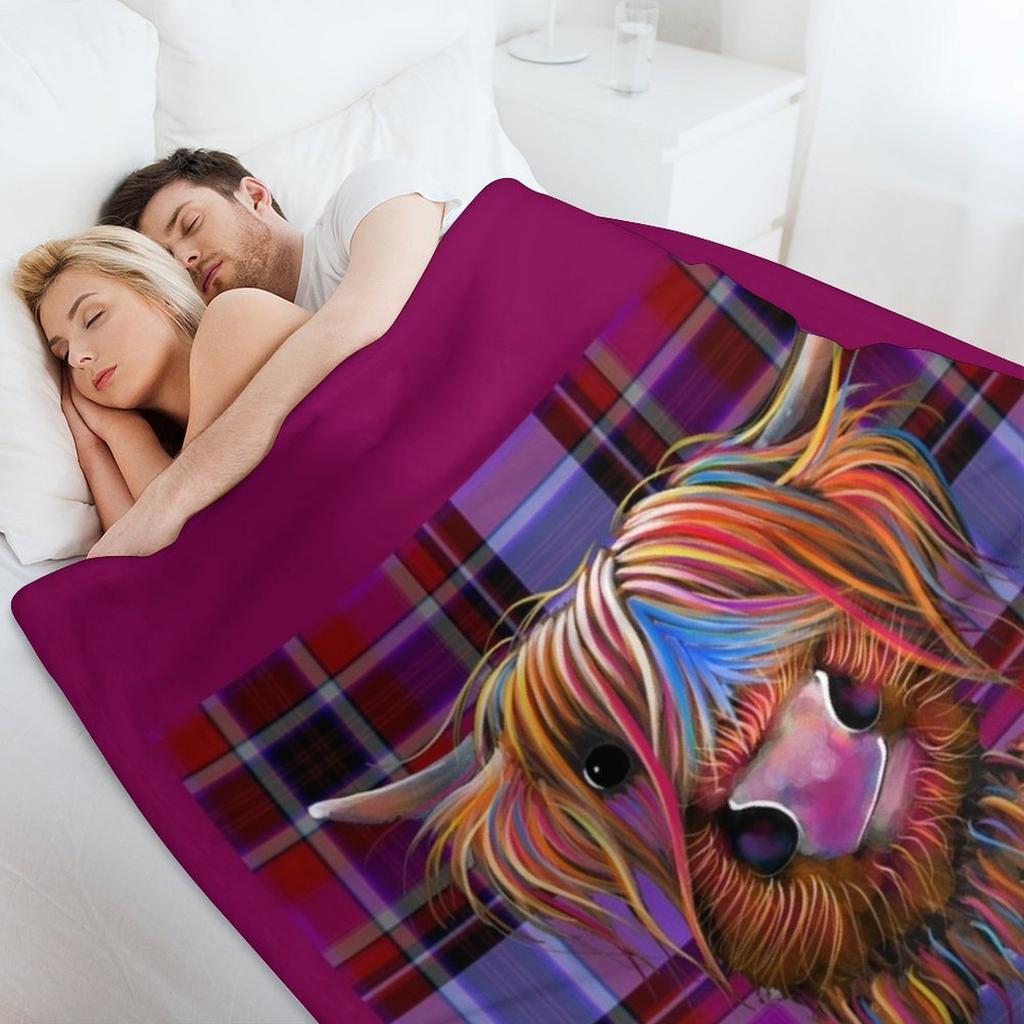 HiGHLaND CoW PRiNT ' TaRTaN BRuCe P ' BY SHiRLeY MacARTHuR Throw Blanket Stuffeds Plaid Loose Blankets For Sofas Blankets