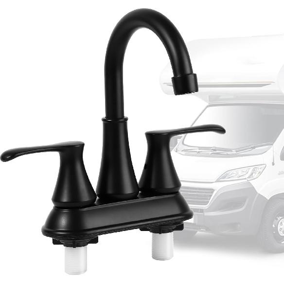 4 Inch RV Bathroom Faucet, RV Bathroom Sink Faucet Replacement For Campers, RV, Motorhome, Travel Trailer, Boat (Black)