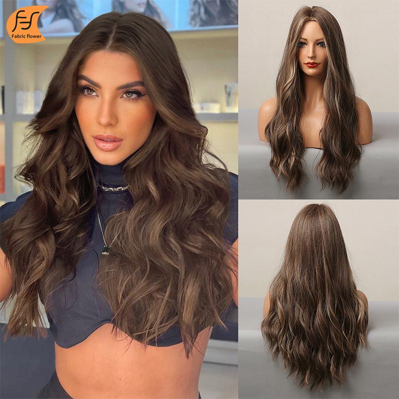 

Европейский и американский разделенный парик с большой волной и длинными кудрями, высокотемпературный шелковый парик с розой, дышащий сетчатый парик