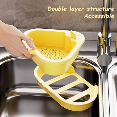 Yousheng Sink Drain Basket with Fine Mesh Touchless Garbage Disposal Double-Layer Structure Sink Drain Filter Kitchen Tool