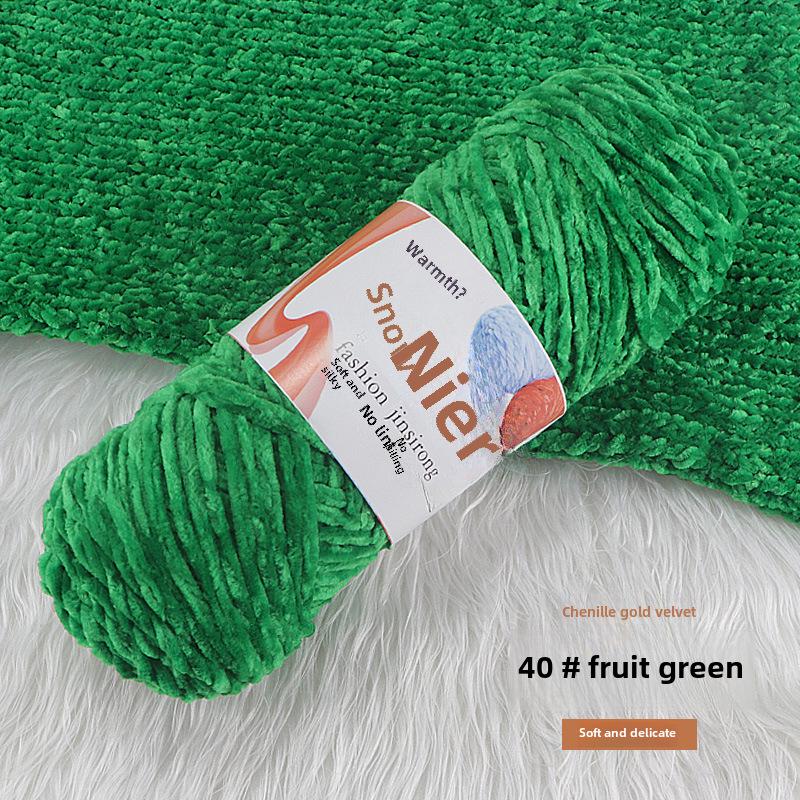 Chenille Gold Velvet Knit Scarf, Hat, Crochet Slippers, Doll Wool DIY Knitting Kit