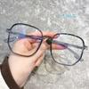 New Polygonal Anti-blue Light Fatigue Glasses Female Korean Version Tide Plain Face Internet Celebrity Lenses Frame Flat Mirror