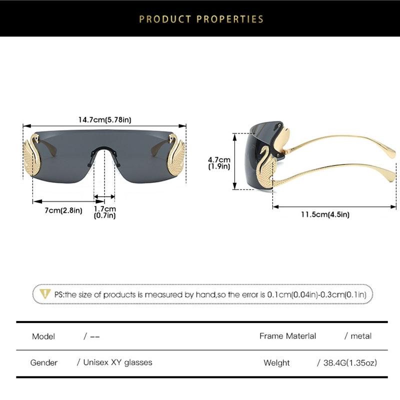 Vintage Rimless Swan Sunglasses Women For Men Luxury Brand Designer Sun Glasses Punk Popular Pink Shade Uv400