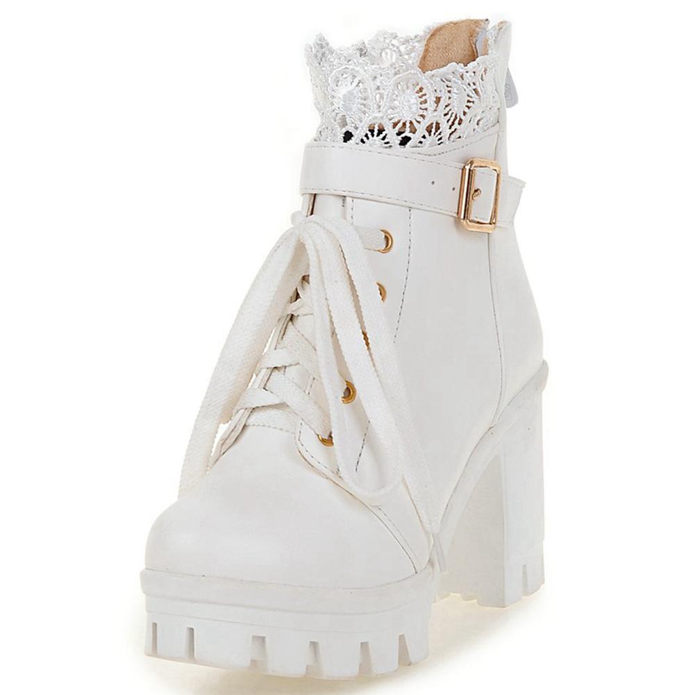 WeenFashion Womens Solid High-Heels Round-Toe Frosted Zipper Boots AMGXX115974 WeenFashion Womens Solid High-Heels Round-Toe Frosted Zipper Boots AMGXX115974