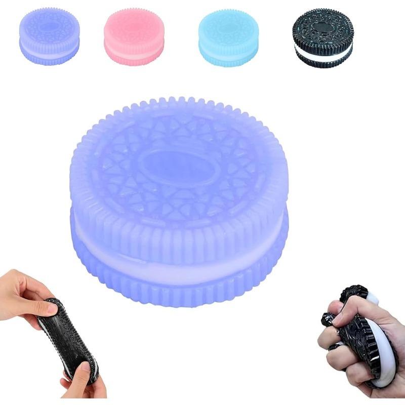 Sušenka Squishy Antistresová hračka, Ručně vyrobená silikonová antistresová squishy hračka, Zábavné antistresové hračky, Perfektní stolní doplněk pro úzkost a relaxaci (Modrý)