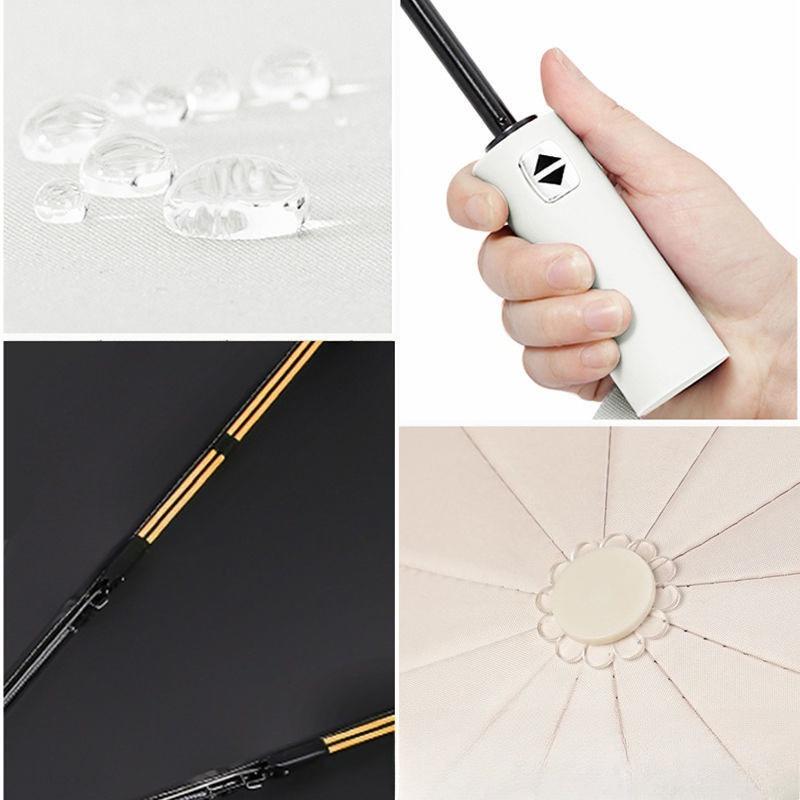 Sun and Rain Umbrella 24-Bone Folding Automatic Umbrella Casual Style Compact Umbrella UV Resistant for Travel Leisure Socia