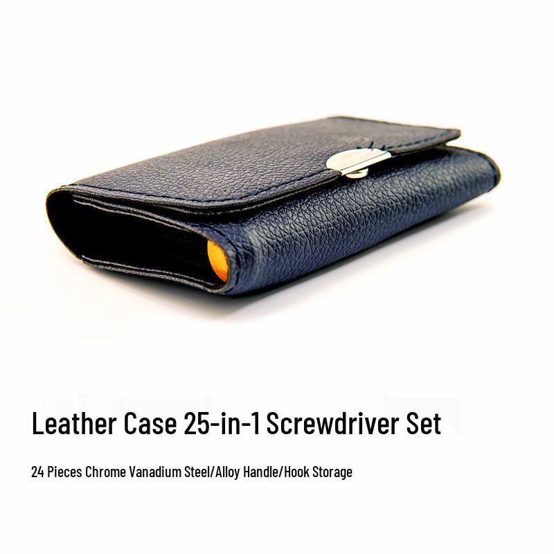 25-in-1 Precision Tool Set: Leather Case Screwdriver for Mobile Phone, Watch, and Glasses Repair