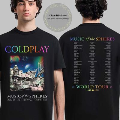 Coldplay Hull UK Trasa Music Of The Spheres 18 i 19 sierpnia 2025 Koszulka