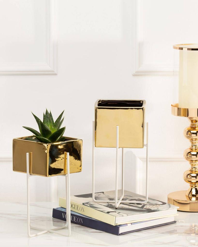 Doniczka Mizu Gold White 23 Cm