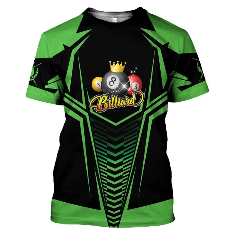 Fashion Billiards Team 3D Print T-shirt For Men Regular Lines Design Round Neck Short Sleeve T Shirts Casual Sports Game Tee
