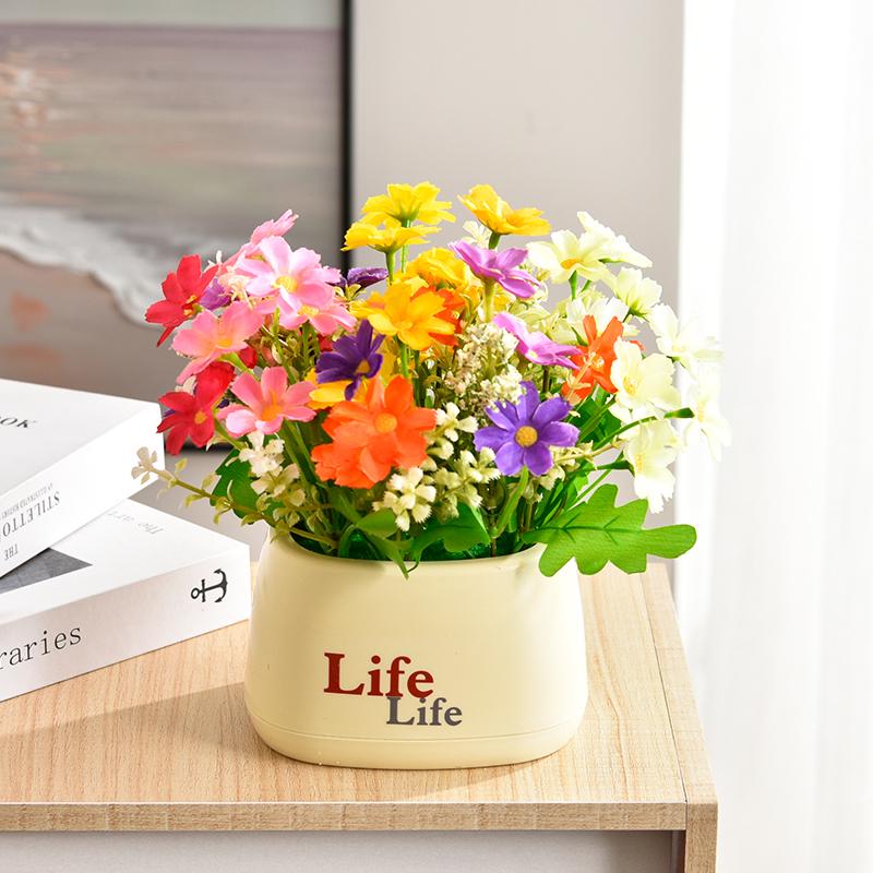 Sunflower Artificial Flower Arrangement - Small Potted Plants & Plastic Bouquets for Living Room and Dining Table Decor