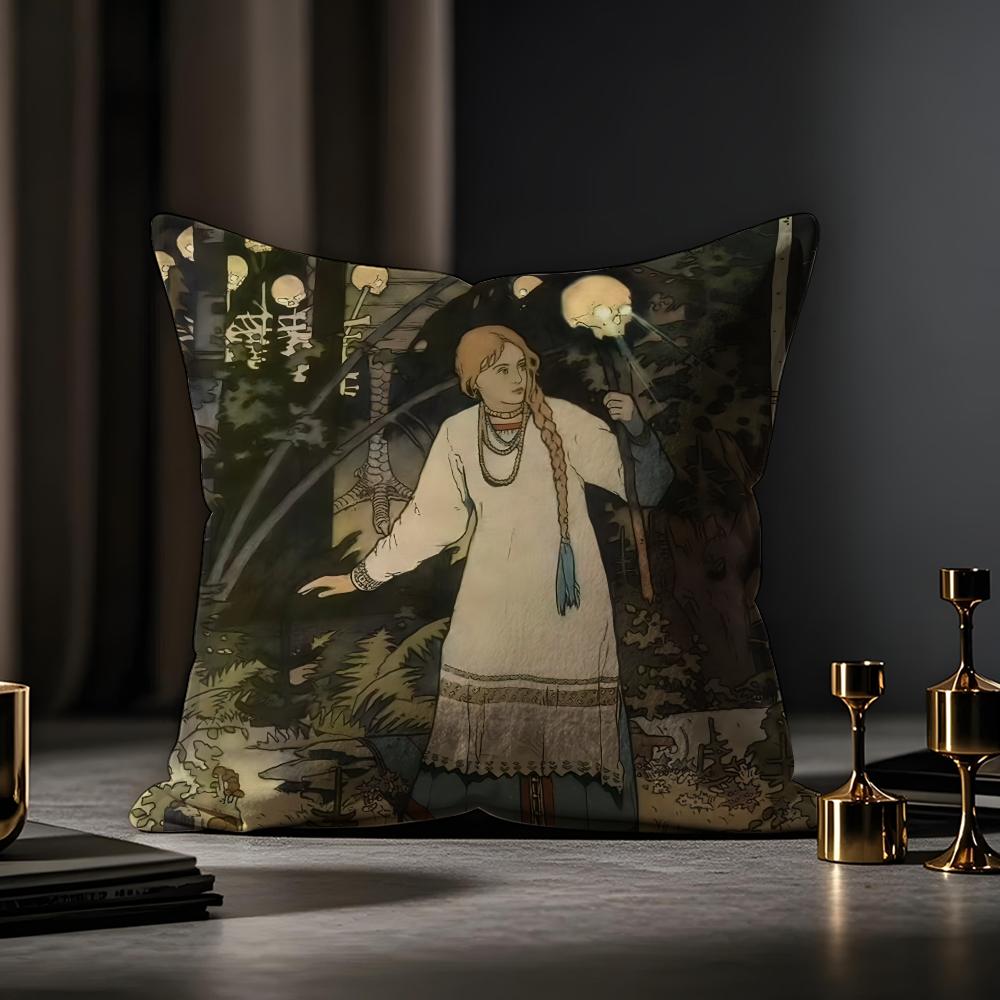 Slavic Mythology And Folk Tales Cushion Cover Anti-dustmite Pillowcase Invisible Zipper Silky Short Plush Sofa Cushion Cover