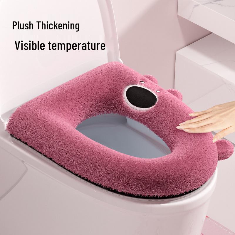Waterproof Velvety Toilet Seat Cover with Zipper - Thick, Dirt-Resistant, All-Season & Washable