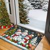 Winter Christmas Snowman Pattern Rug Bedroom Hallway Entrance Door Mat Non-Slip Stain-Resistant Rug Home Decor