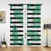 Schwarze Streifen Grüne Blätter Fenster Vorhänge Wohnzimmer Schlafzimmer Fensterdekorationen Haushalt Küchenvorhänge