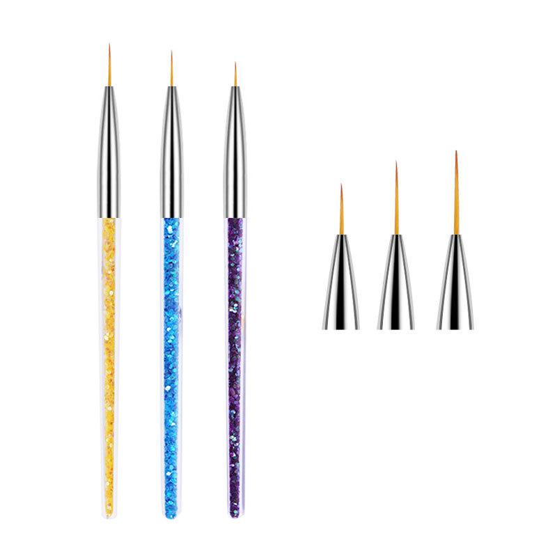 

3-Piece Nail Art Brush Set: Painting, Line Drawing, Gel, and Carving Brushes