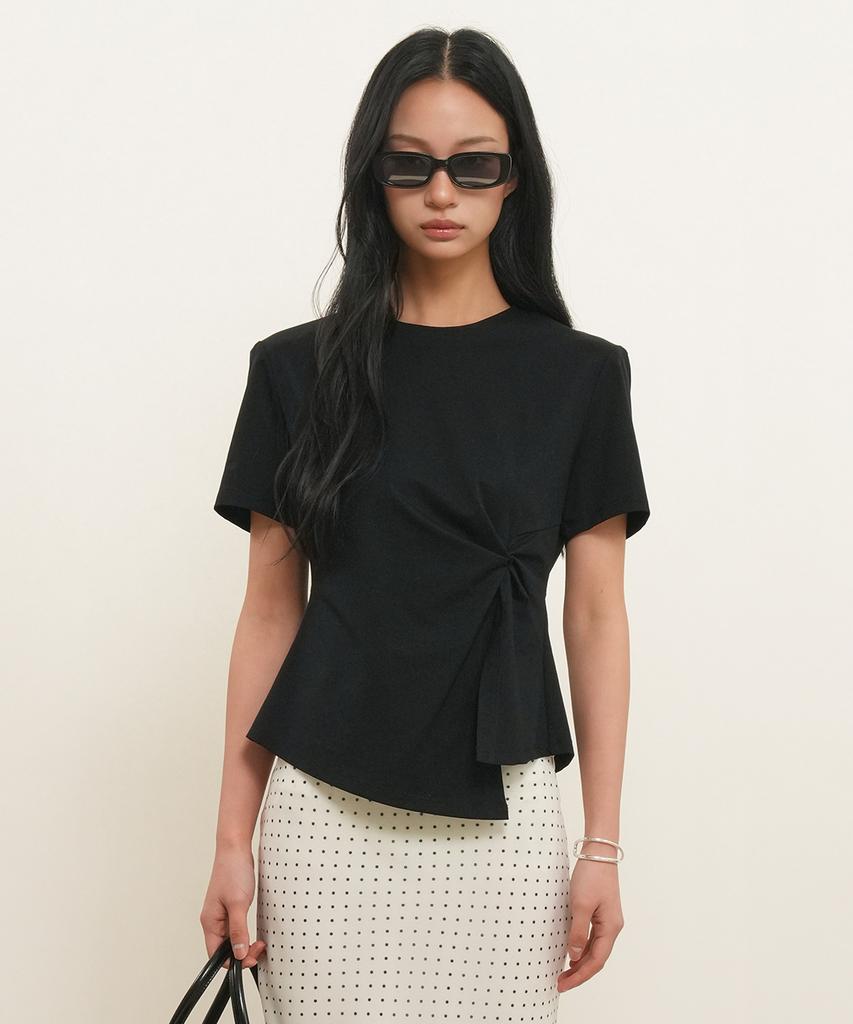 GENERALIDEA Shoulder Padded Twist T-Shirt [Black] / Gf2Lts523