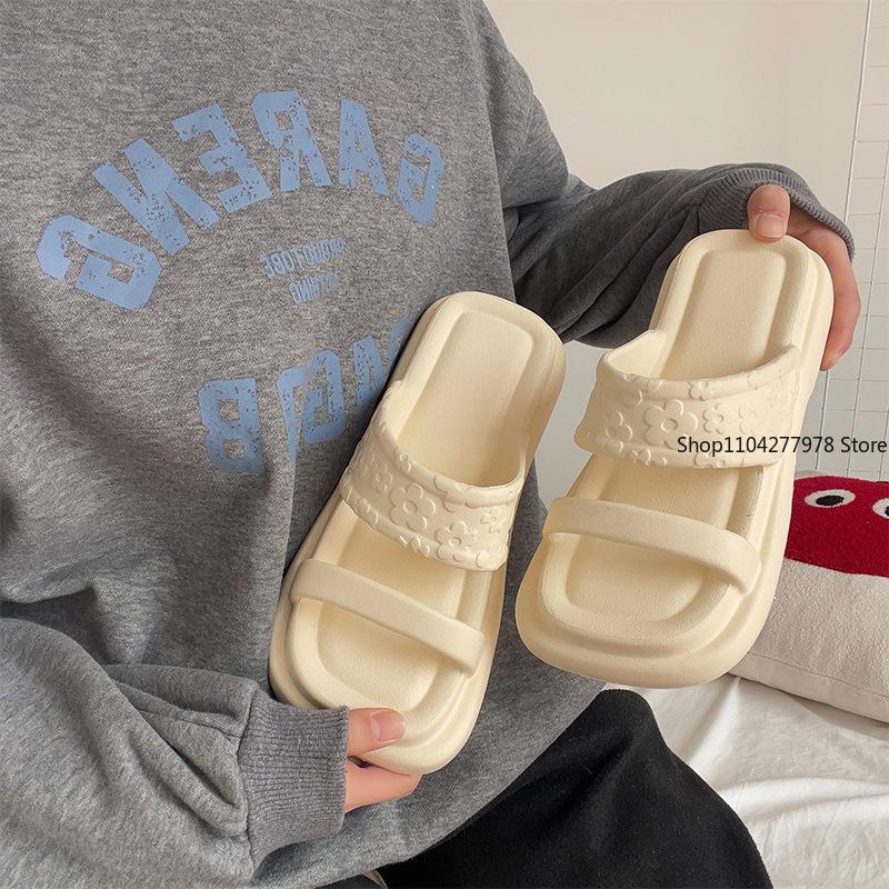 Módní bonbónově barevné dopaminové pantofle platformové klínky sandály dámské vodotěsné silná podrážka plážové nazouváky žena měkké Eva pantofle žabky