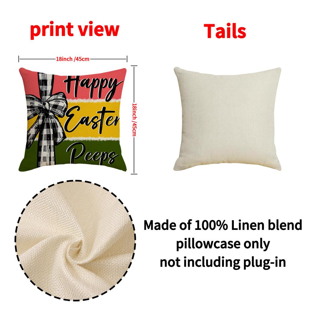 New Easter Pillowcase Cute Pet Rabbit Set Pillowcase Linen Print Living Room Decoration Sofa Cushion
