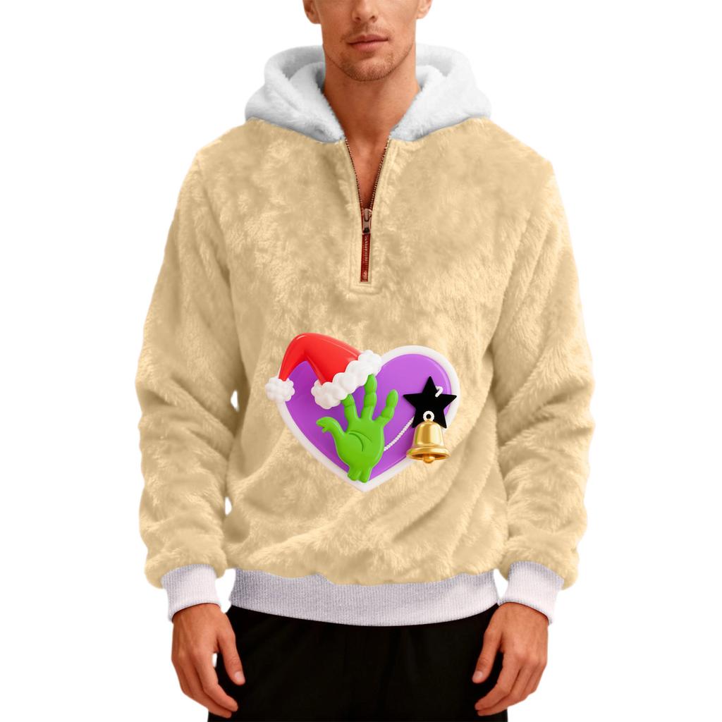 Men's Plush Half Zipper Hooded Hood Hoodie