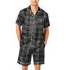 Men's Short Sleeve Button Down Pajama Set with Shorts Soft Casual Sleepwear Lounge Set Available in Sizes S to XXXXL
