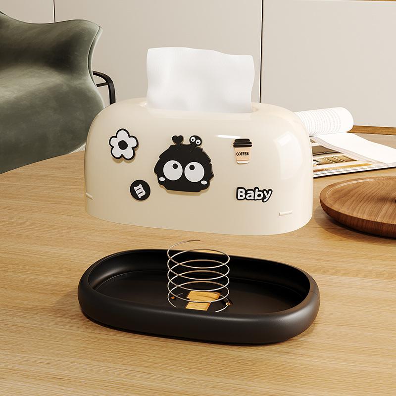 Tissue Box Paper Drawing Box Spring Cute Living Room Paper Box Household Creative Storage Box Napkin Paper Box Desktop Plastic