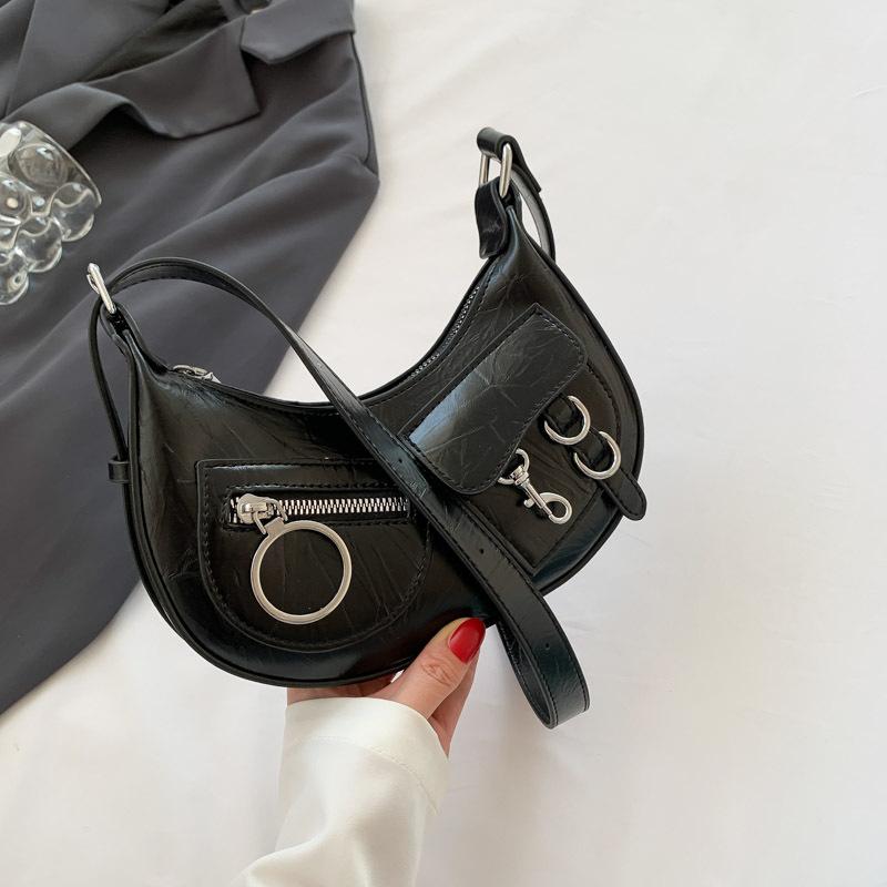 

Niche trend crescent bag retro shoulder bag 2024 summer new bag women s fashion casual messenger bag women s bag чёрный