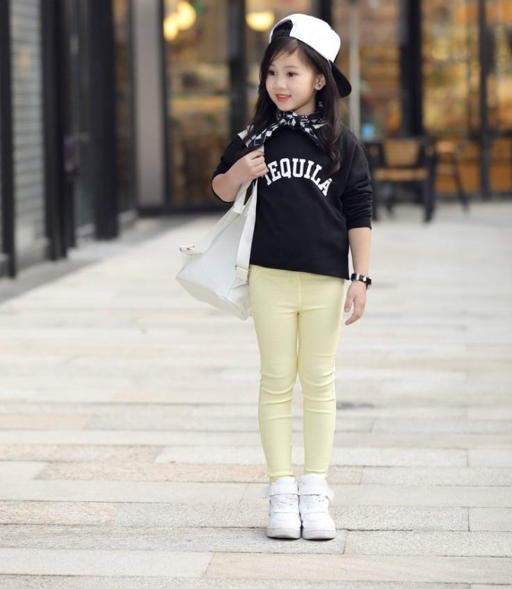 Kids Girl Pants Spring Autumn Candy Color Elastic Pencil Trousers Child Solid Leggings Children Clothing