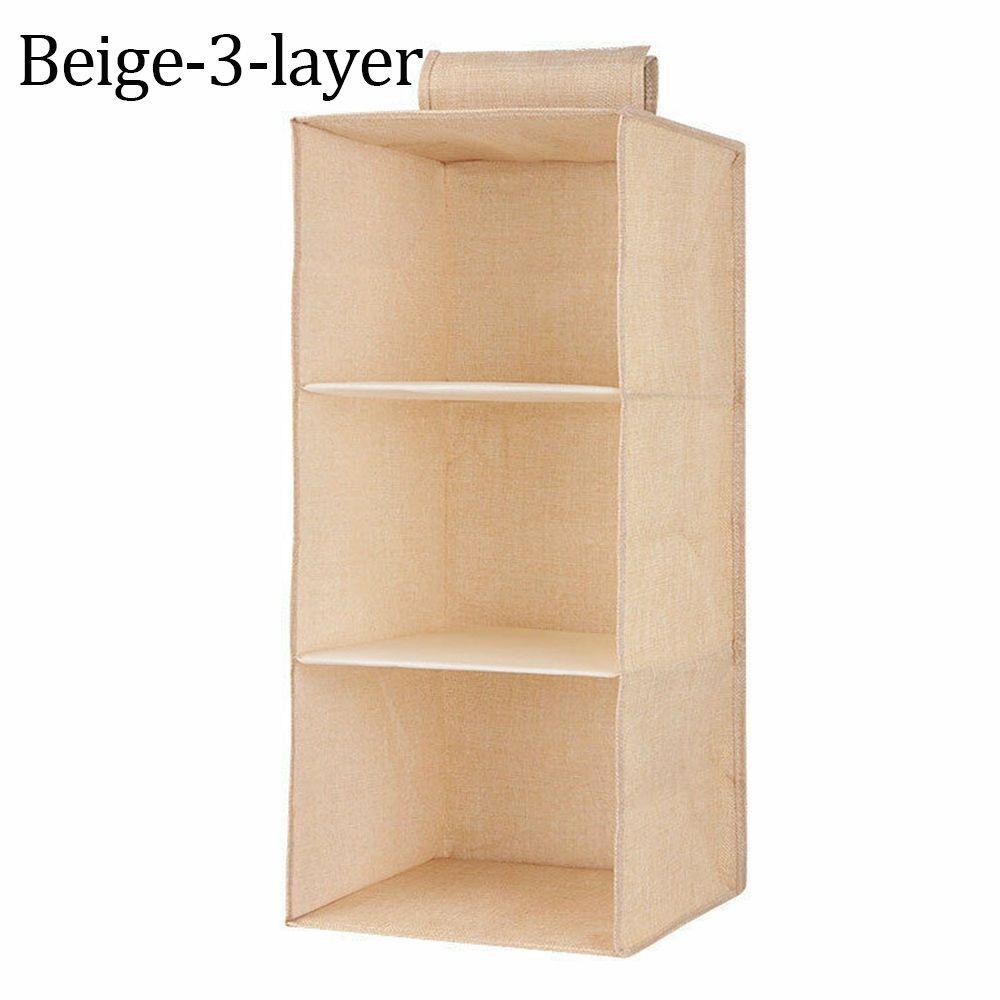 Space Saver Foldable Wardrobe Storage Bags Anti-dust Drawer Hanging Storage Pouch 3/4/5 Layers Cotton Clothes Organizer