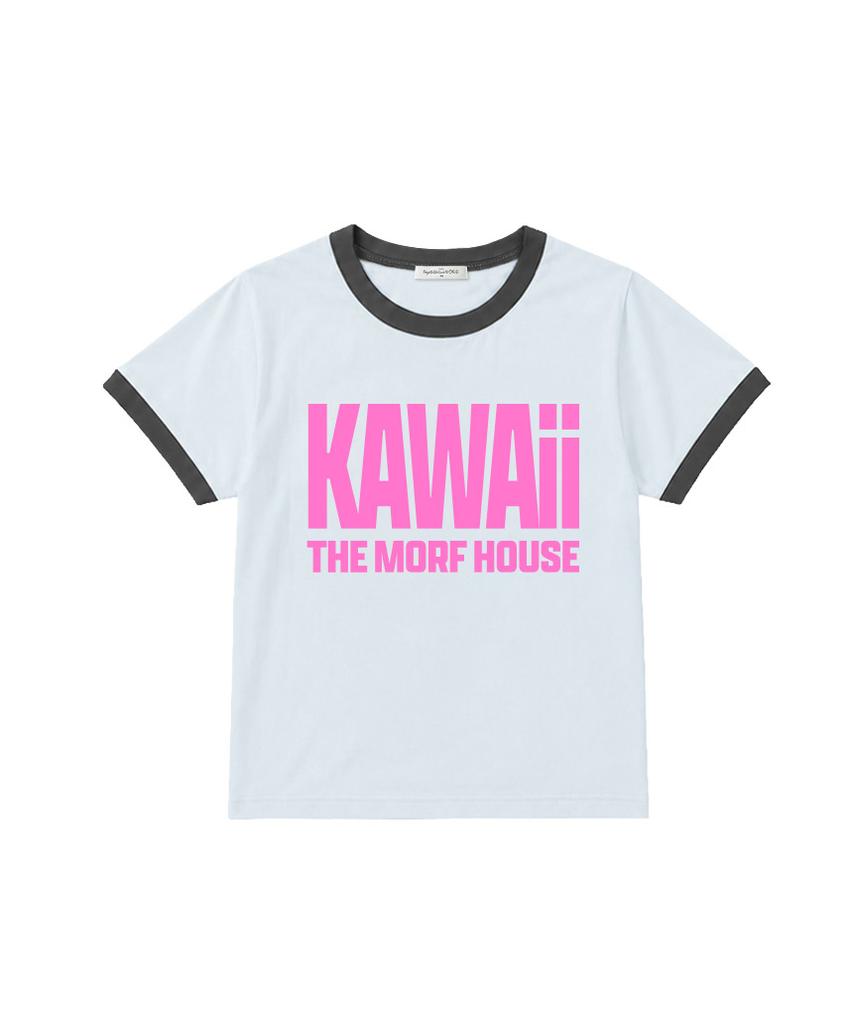 Deomopeuhauseu Kawaii Ringer Short Sleeve T-Shirt White Melange