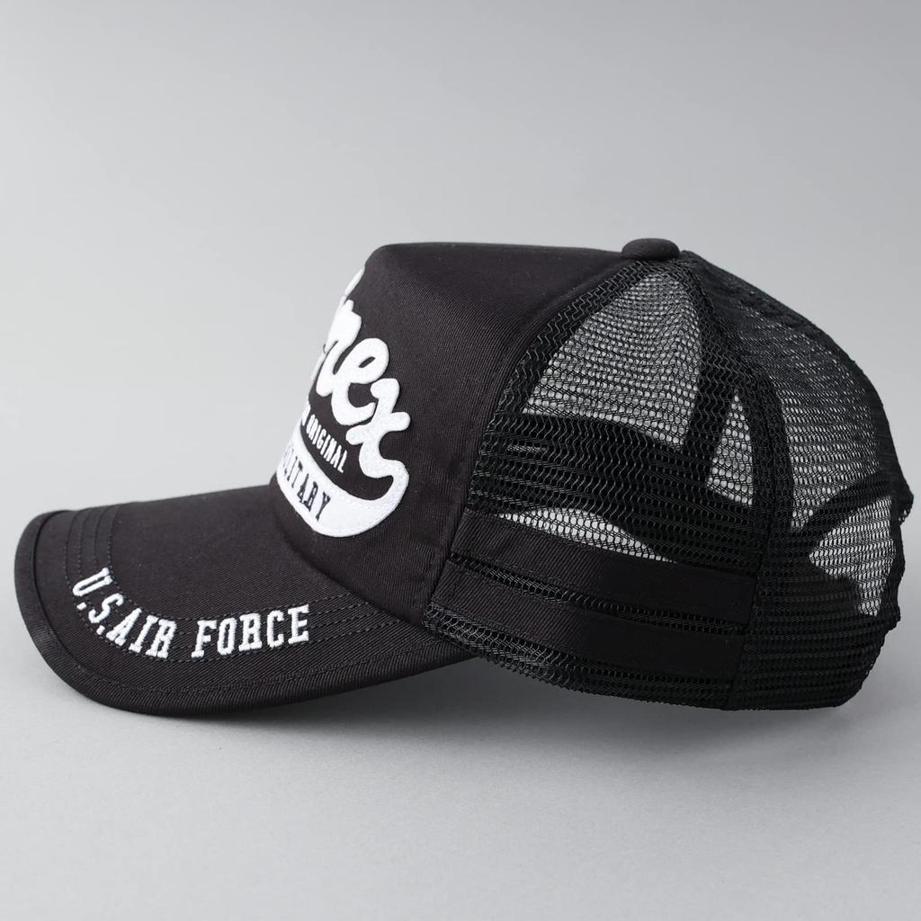 Boné Militar Avirex com Patch de Feltro Bordado e Tela Boné de Baseball Casual Americano Verão Autêntico Logo MA-1 Masculino, (Tamanho único, preto)