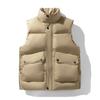Men's Stand Collar Quilted Puffer Vest Snap Button Zip Up Sleeveless Padded Jacket With Pockets Thick Winter Outerwear