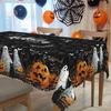 Halloween Pumpkin Ghost Bat Theme Tablecloth, Round Party Decoration Fabric, Happy Halloween