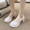 New Style Patent Leather Women Pumps Shoes Office Black High Heel Shoes Woman Shallow Mouth Square Toe Pumps Female Plus Size 43