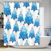 GAEChristmas Tree Shower Curtain Blue Festive Pattern with Red Stars White Shower Curtains for Bathroom Decor Size69x70 (LxW)