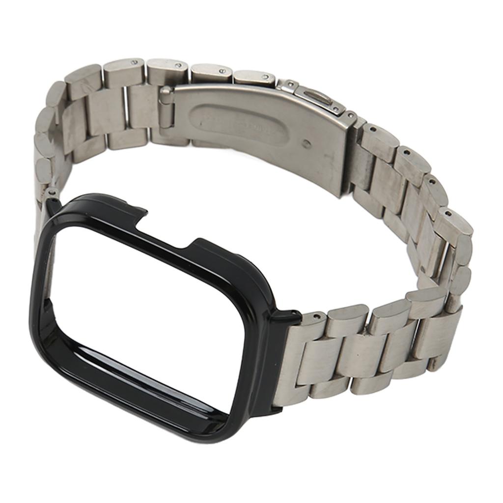 Watch Strap Protective Case Band 2 in 1 Adjusted Stainless Steel Watch Band for