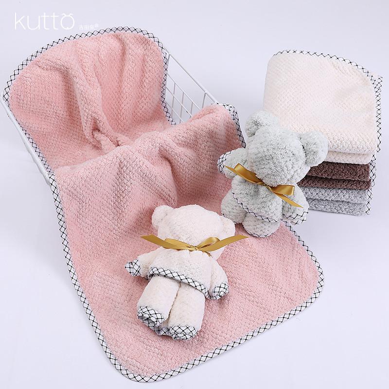 1Pc 34x75cm Microfiber Coral Fleece Water Absorbent Bear Modeling Bathroom Hand Face Towel Wedding Party Gift
