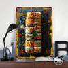 Sushi Rolls on Slate Plate Poster Customized Wall Art Vintage Metal Signs Retro Tin Plaque for Man Cave Room Decoration Gaming