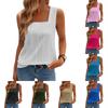 Women's Casual Fashion Square Neck Pleated Knit Sleeveless Vest Top