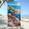 Beach Towel Vintage Seashell Starfish Print, Soft Lightweight Towel, Coastal Beach Theme for Summer Vacation & Pool Days