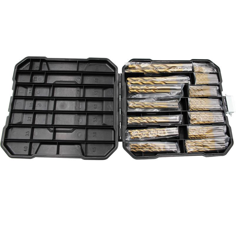 99-Piece Titanium-Plated Twist Drill Bit Set for Woodworking & Steel Drilling