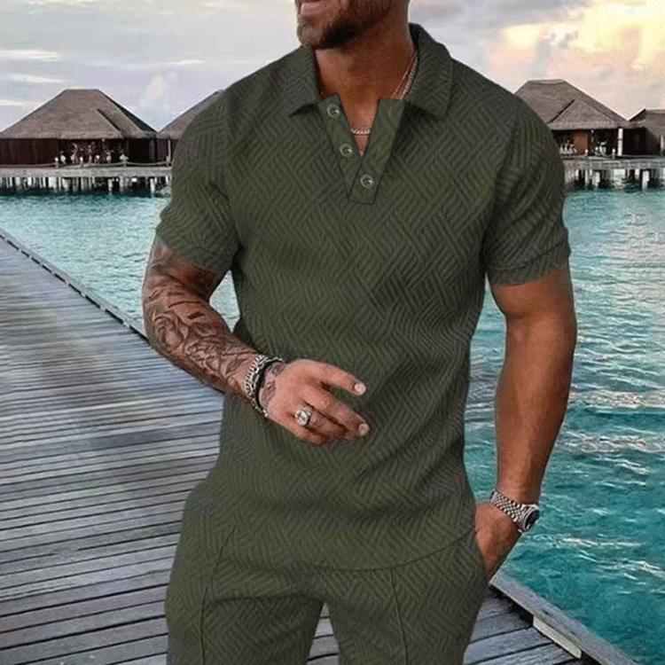 

Мужская летняя модная повседневная футболка поло с принтом, отложным воротником и коротким рукавом S армия зеленый