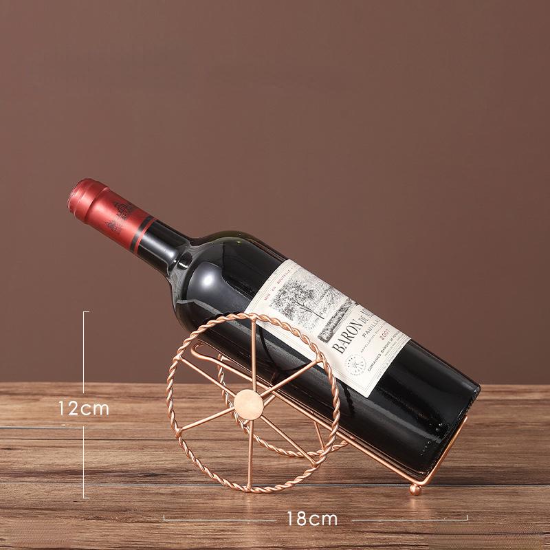 Retro Metal Red Wine Rack Bronze Iron Wheels Design Wine Holder Home Bar Decor Shelf Display Beer Whisky Wine Bottles Holder